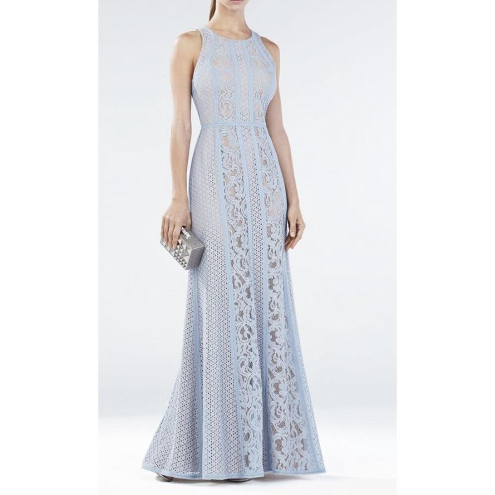 BCBGMaxAzria Sky Blue Lace Maxi Dress